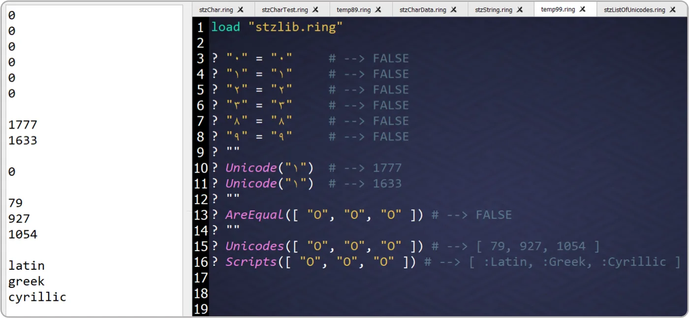 SoftanzaLib, unmasking unicode lookalities